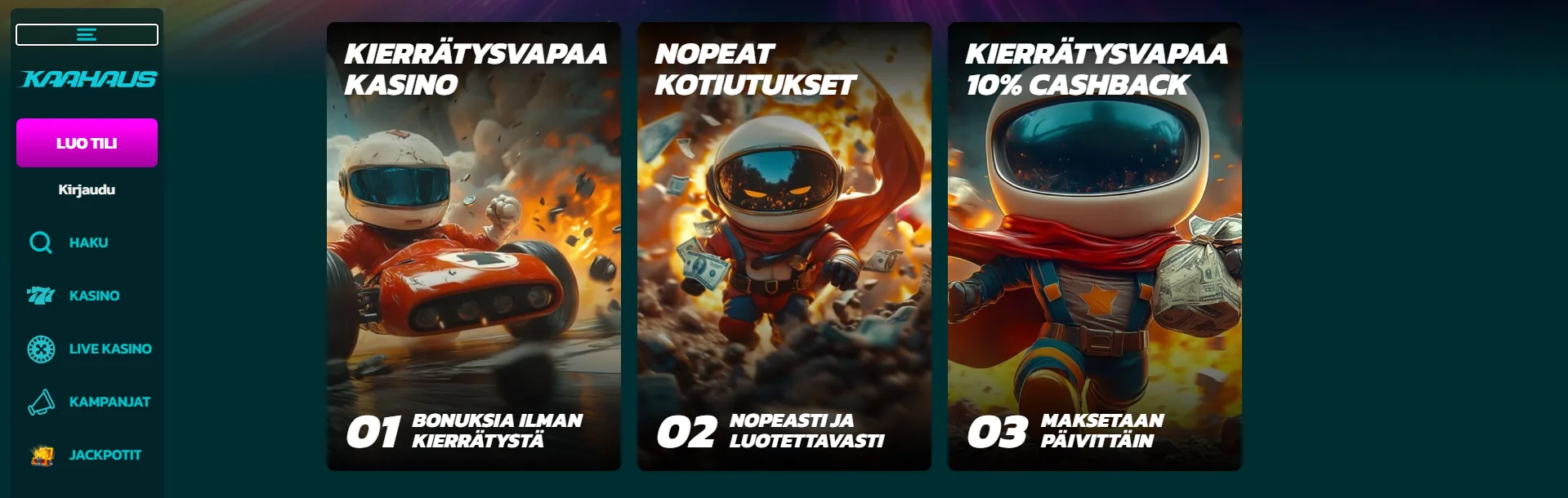 Brite kasino promootiot ja cashback edut